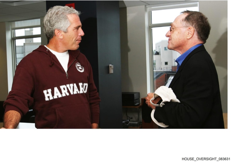 Jeffrey Epstein with Alan Dershowitz in a photo released by the House Oversight Committee.