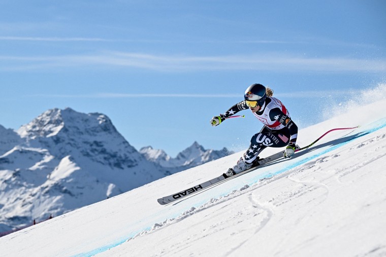Lindsey Vonn competes in the women's downhill race