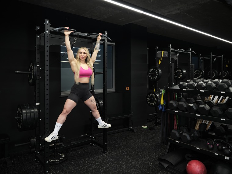 Bodybuilder Roya Karimi at Base 13 Fitness gym in London on Dec. 10.