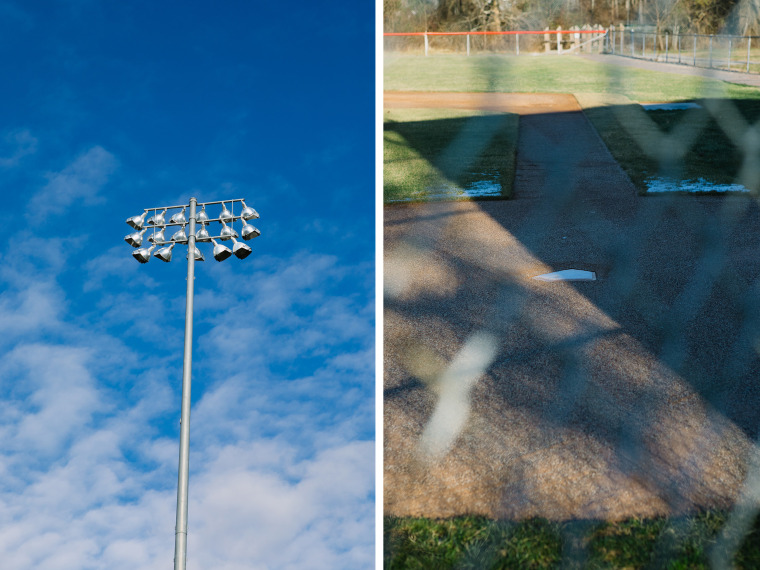 Split image of ballfield.