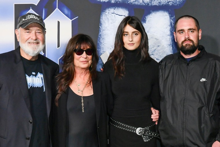 Rob Reiner, Michele Singer Reiner, Romy Reiner and Nick Reiner arrive at the premiere of "Spinal Tap II: The End Continues" 