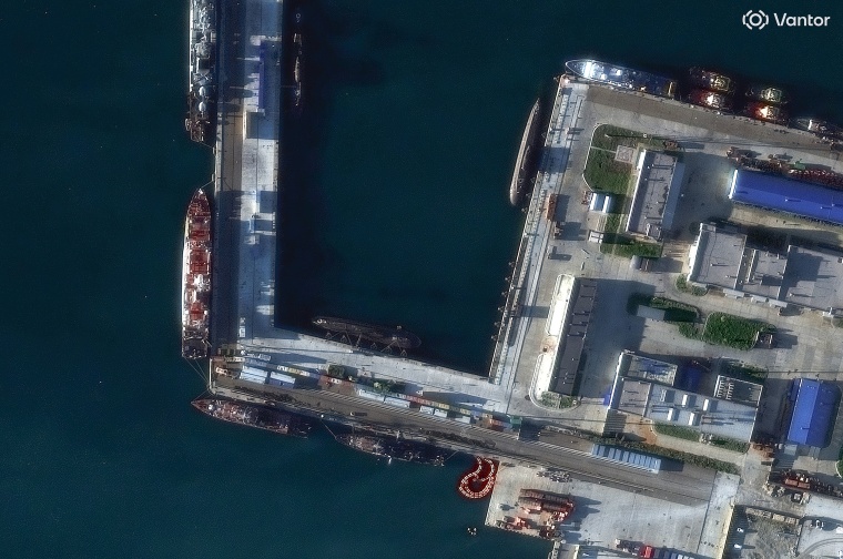 Earlier satellite images captured last Thursday show two Kilo-class submarines docked in the Russian Black Sea port.