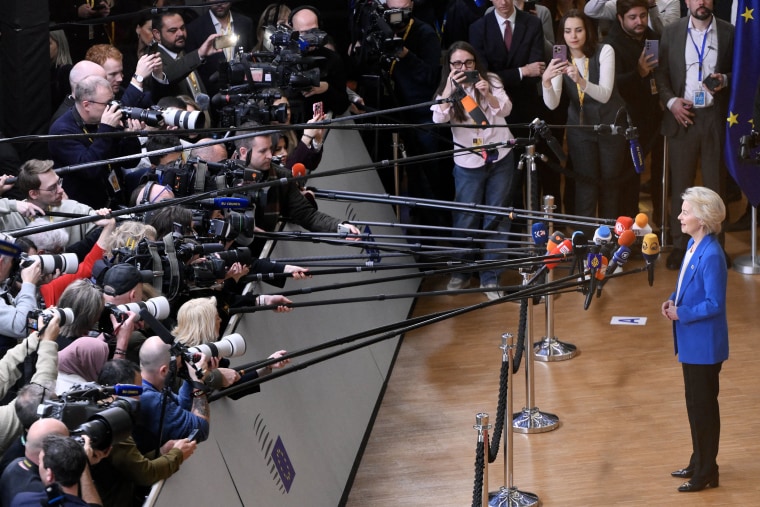 European Commission President Ursula von der Leyen at the European Council meeting in Brussels on Thursday.