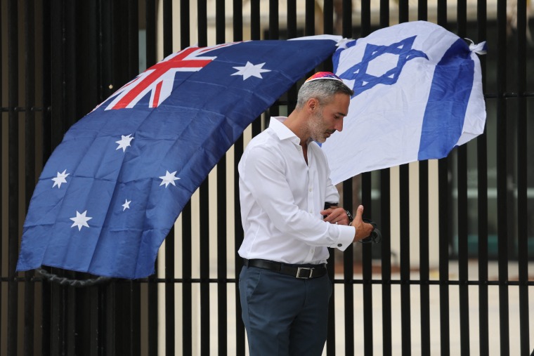 Alex Ryvchin, co-CEO of the Executive Council of Australia Jewry, stands outside the Bondi Pavilion on Dec. 15.