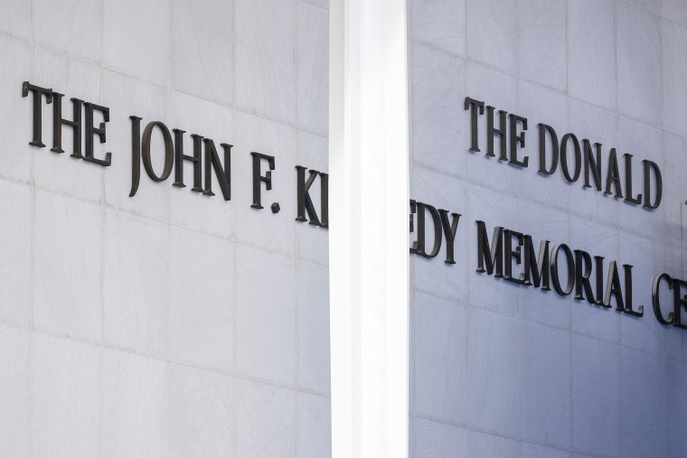 The words "The Donald" on the wall of The John F. Kennedy Memorial Center for the Performing Arts on Dec. 19. 