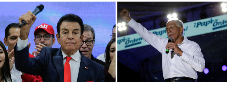 Fotos de archivo de Salvador Nasralla, del Partido Liberal, y Nasry "Tito" Asfura, del Partido Nacional