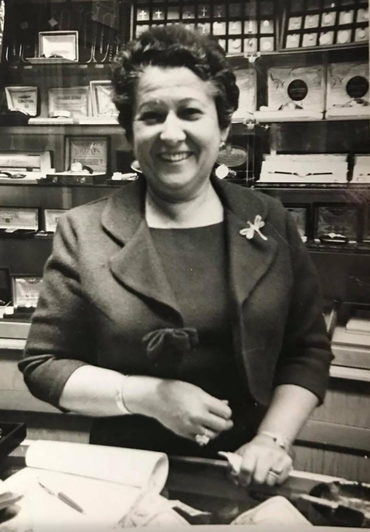 Erica Kuiper’s Grandma Lillian pictured at her jewelry store in Brooklyn, New York.