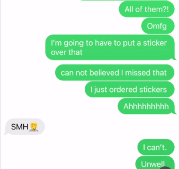 The text where Jillian Lynch realized she made a mistake.