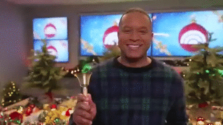 HOJE equipe de torcida de Natal, reúna-se! Os âncoras estavam prontos para espalhar o espírito natalino pelo Rockefeller Center. 