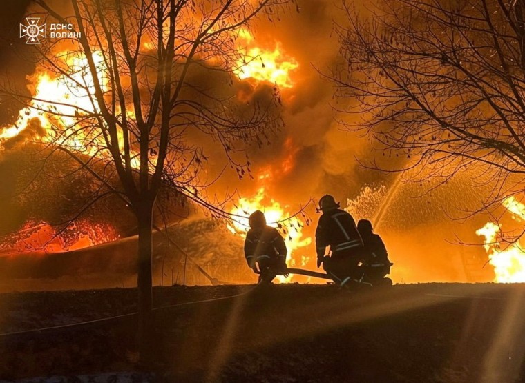 Aftermath of a Russian drone attack in Volyn region