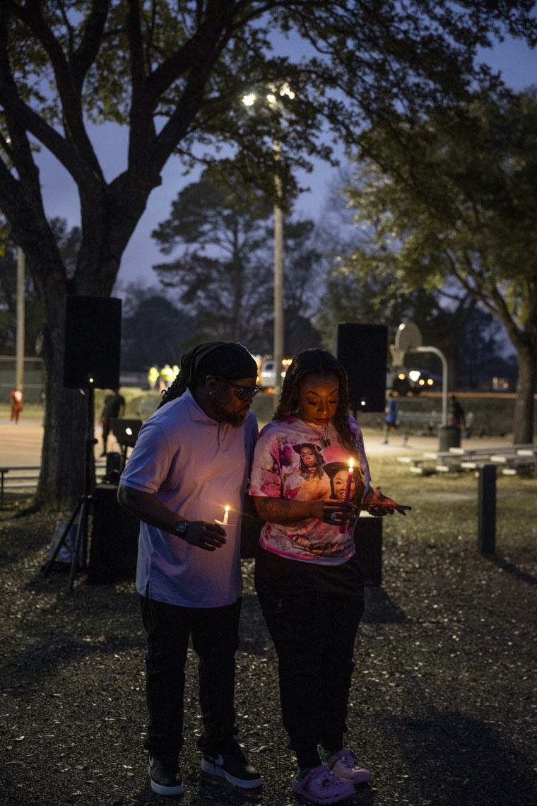 Tony Ravenell and Selina Green at a vigil for Dr. Janell Green Smith