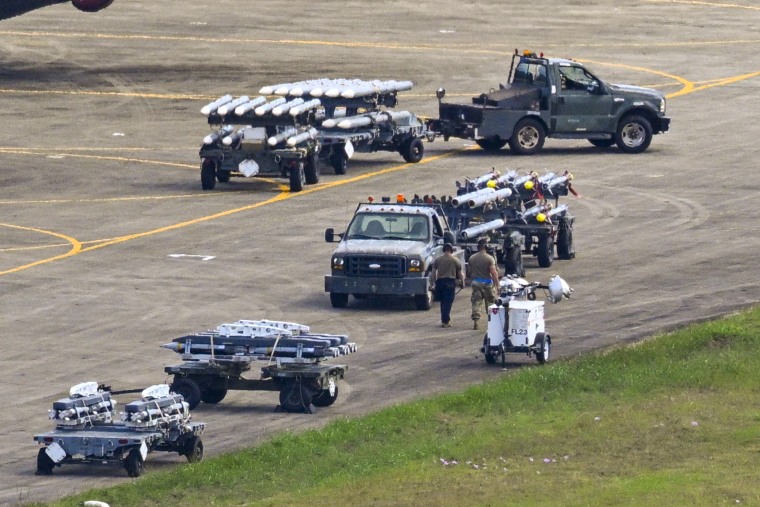 Image: U.S. military armaments sit on the tarmac at José Aponte de la Torre Airport