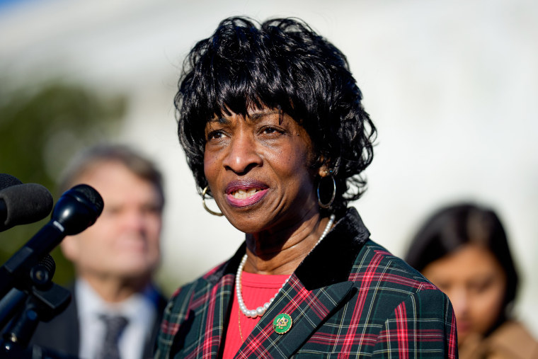 Valerie Foushee speaks outside