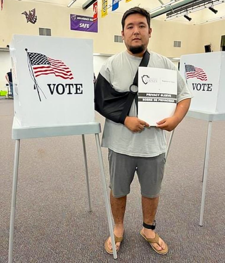 Carlos Jimenez voting in November 2025 even with his ankle monitor and injury.