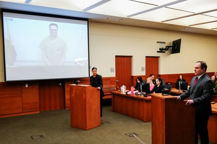 Michael McKee makes an appearance from jail over closed-circuit TV in court on Jan. 23, 2026.