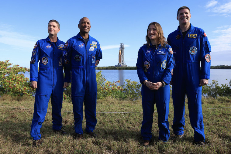 Image: NASA's Artemis Rocket And Orion Spacecraft Rolled Out To Launchpad