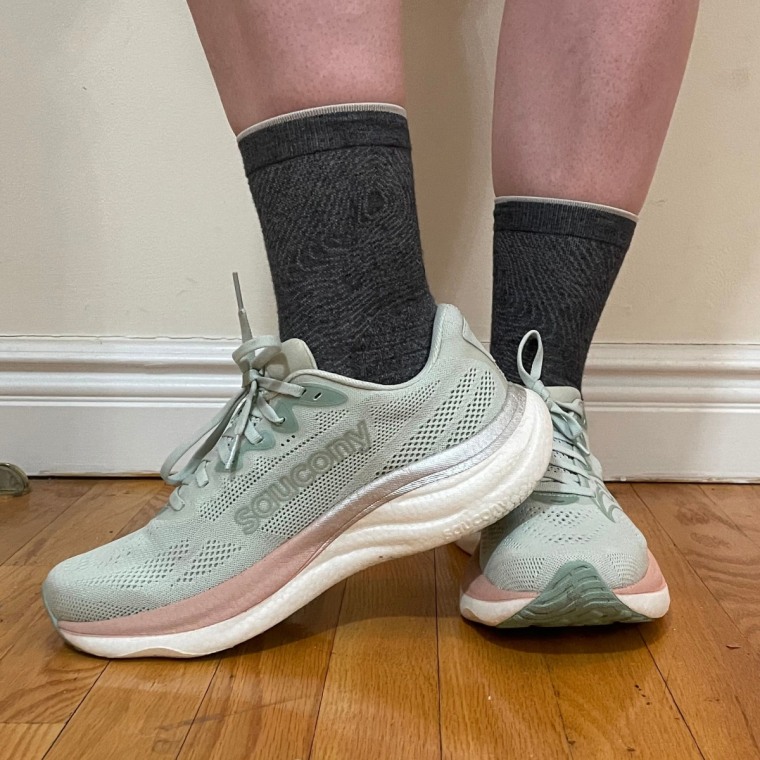 Senior social media editor Kate McCarthy shows off her Saucony Ride 19 sneakers.
