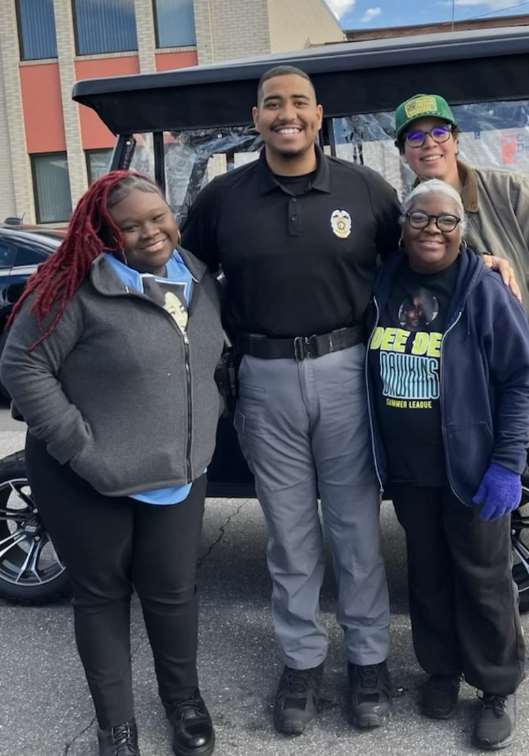 From left to right: A'myah Rippy, Chief Armstrong, Joy Forney, and Kessiah Young