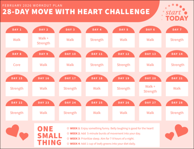 start today move with heart workout calendar