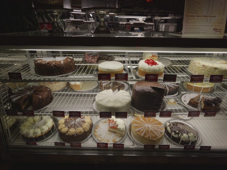 Cheesecakes in the case.
