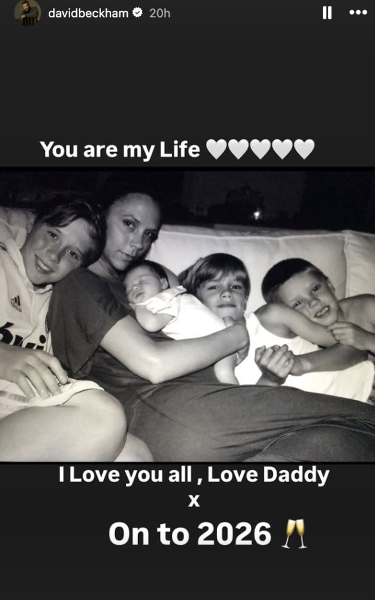 História de David Beckham no Instagram em 31 de dezembro.