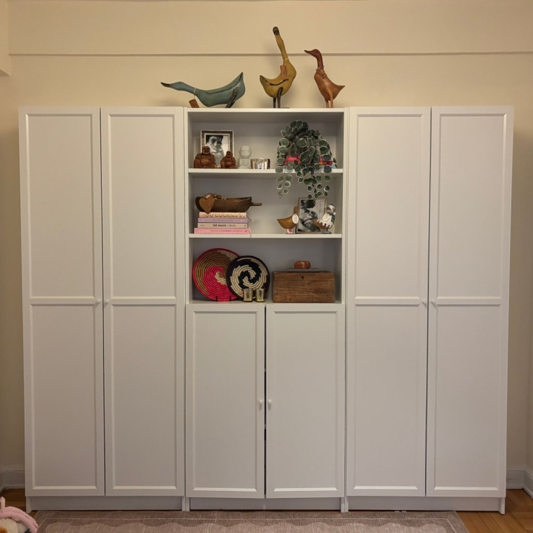 Ikea’s Billy Bookcases on a wall in an apartment.