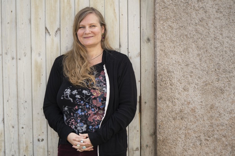 A escritora Lidia Yuknavitch no Hay Festival em 3 de junho de 2018 em Hay-on-Wye, País de Gales. 