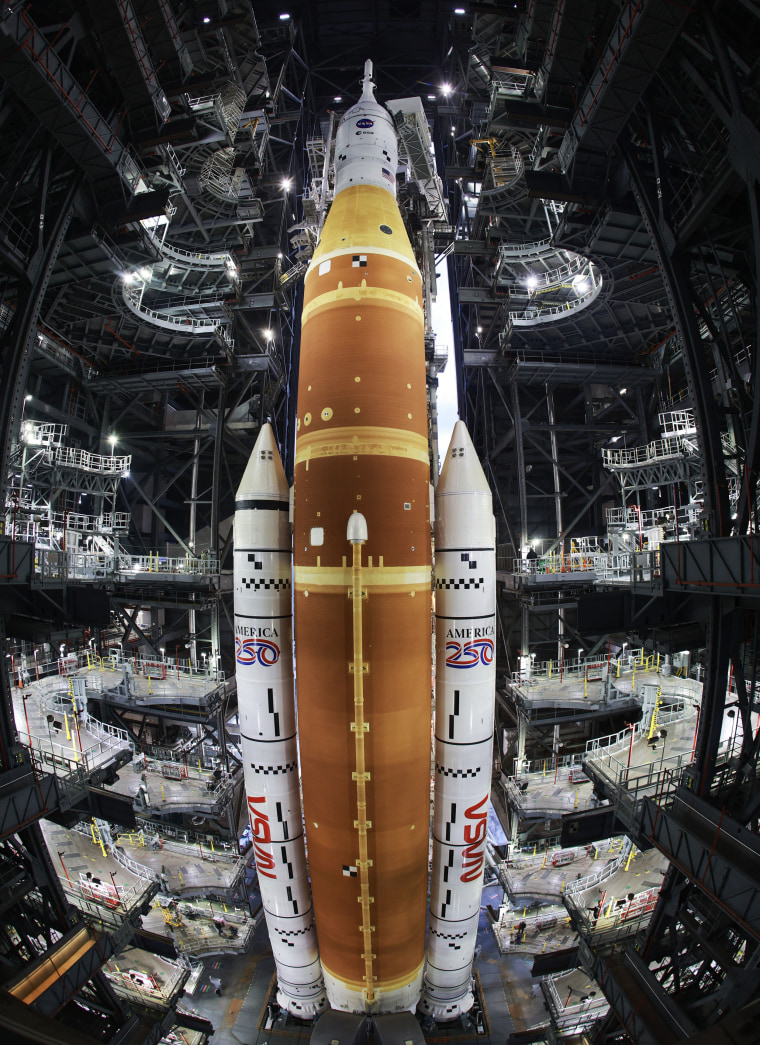 NASA's Artemis Rocket And Orion Spacecraft Rolled Out To Launchpad