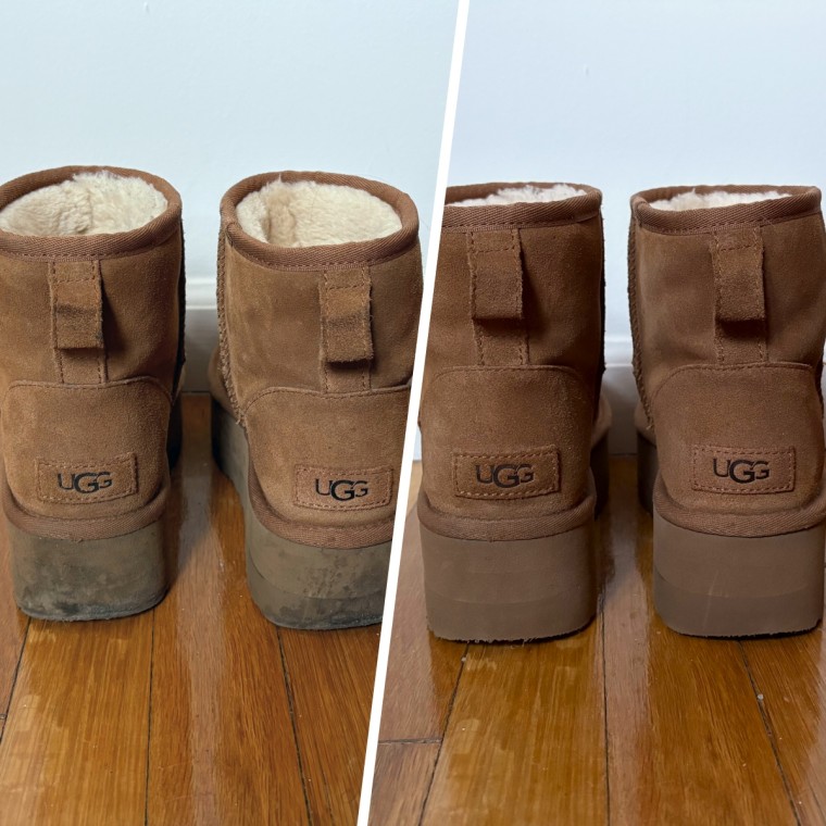 Ugg Care Kit before and after use on the back.