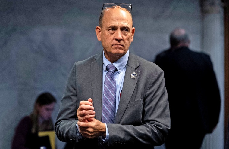 Sen. Gary Byrne, R-Byrneville, walks across the senate chamber Thursday, April 24, 2025, during the legislative session at the