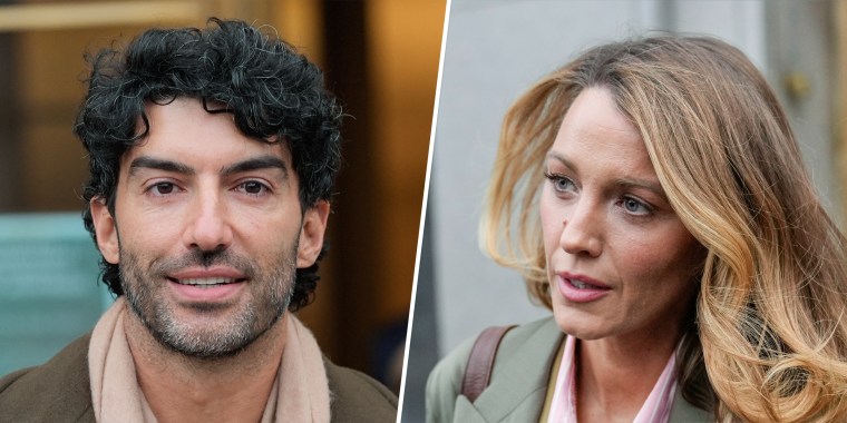 Justin Baldoni, left, and Blake Lively as they each depart the New York Federal Courthouse in Manhattan, Feb. 11, 2026.
