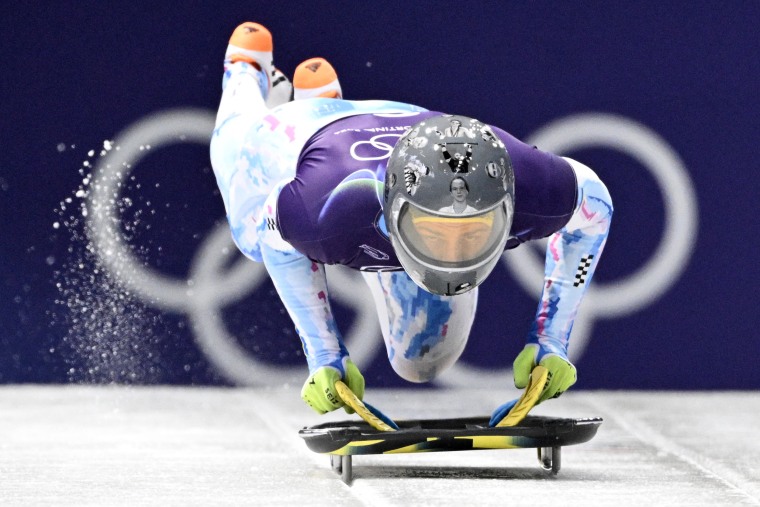 Ukraine's Vladyslav Heraskevych takes part in the skeleton men's training session