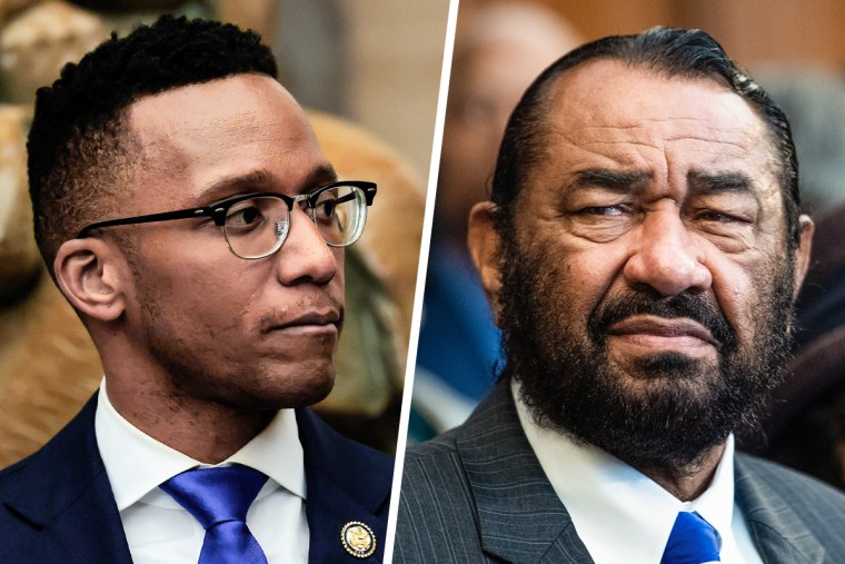 A diptych image showing Rep. Christian Menefee, D-Texas, and Rep. Al Green, D-Texas.