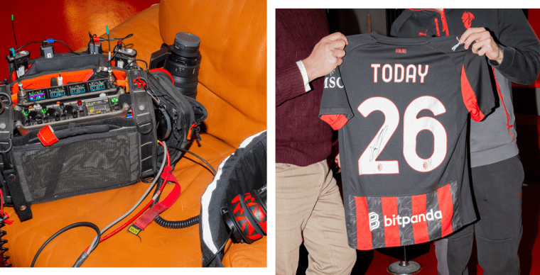 Pulisic signed an AC Milan jersey for "TODAY" during the interview on Feb. 8. 