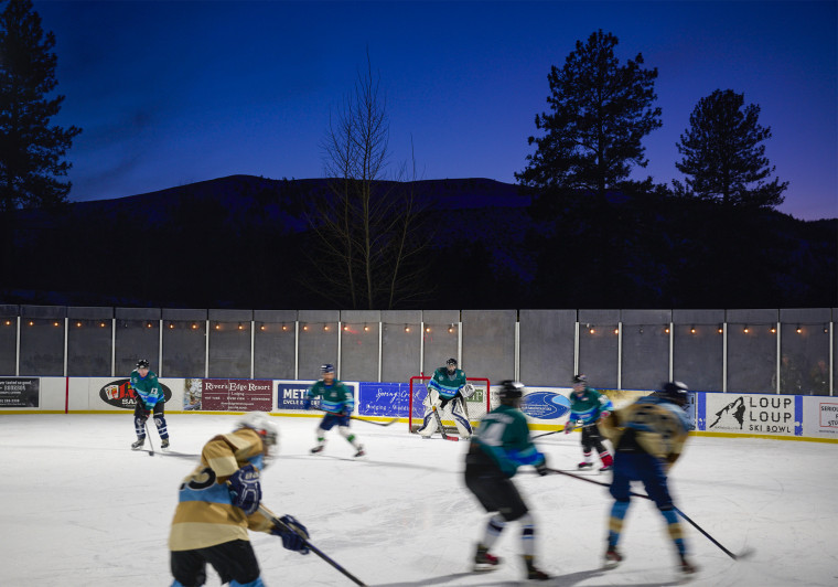 Sunset match between The Seattle Ironmen and the Sirens for the Frozen Pride Classic, at the Winthrop Rink in Wash. 