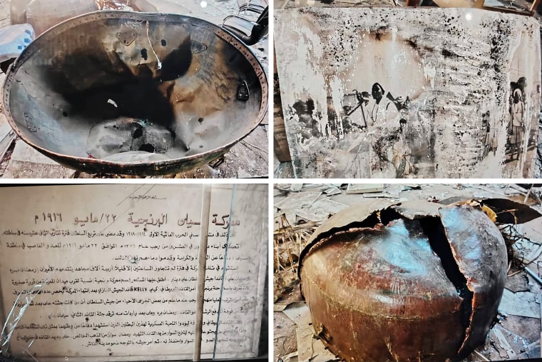 Destroyed artifacts inside Sultan Ali Dinar Museum.