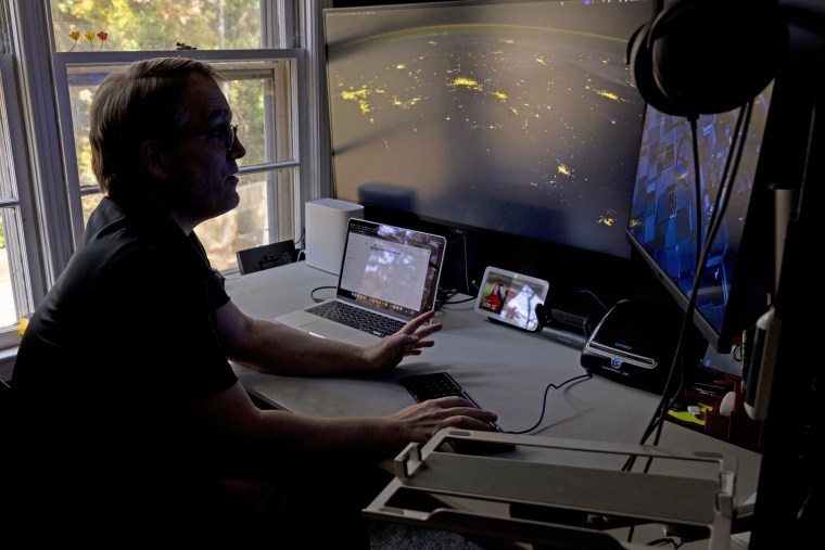 Jared Hudson, Nisos’ Chief Technology Officer, in his home office in College Park, Ga.