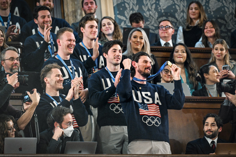 Image: Members of the United States Olympic Men's Ice Hockey Team 