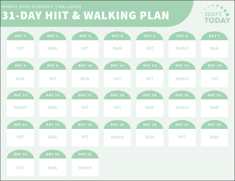 Start TODAY 31-Day HIIT & Walking Challenge