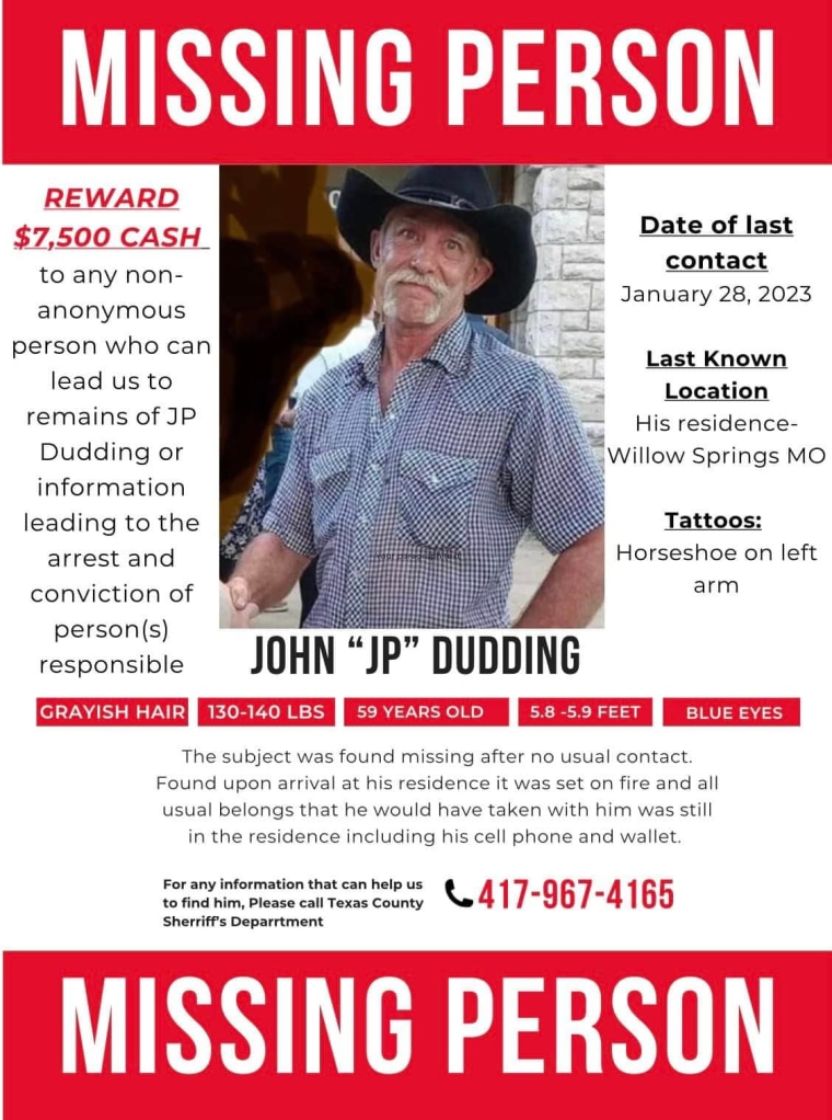 Missing Person Poster for JP Dudding