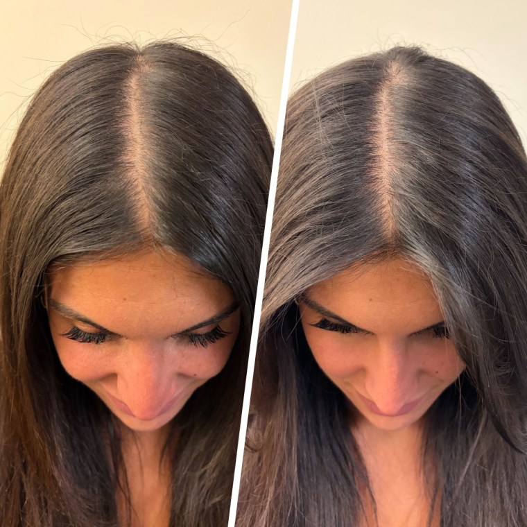 Mane Fresh Fluff Dry Shampoo Foam before and after use.