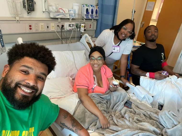 Tatyana Thompson's brother, Dakota Thompson, was wheeled to her hospital room to be with Thompson, their mother and Thompson's husband during her bone marrow transplant.