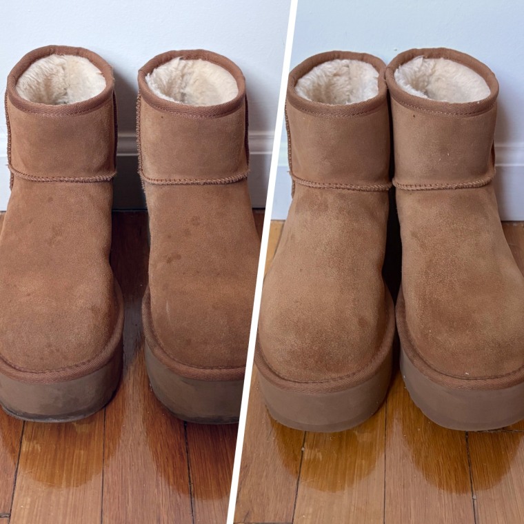 Ugg Care Kit before and after use on the front.