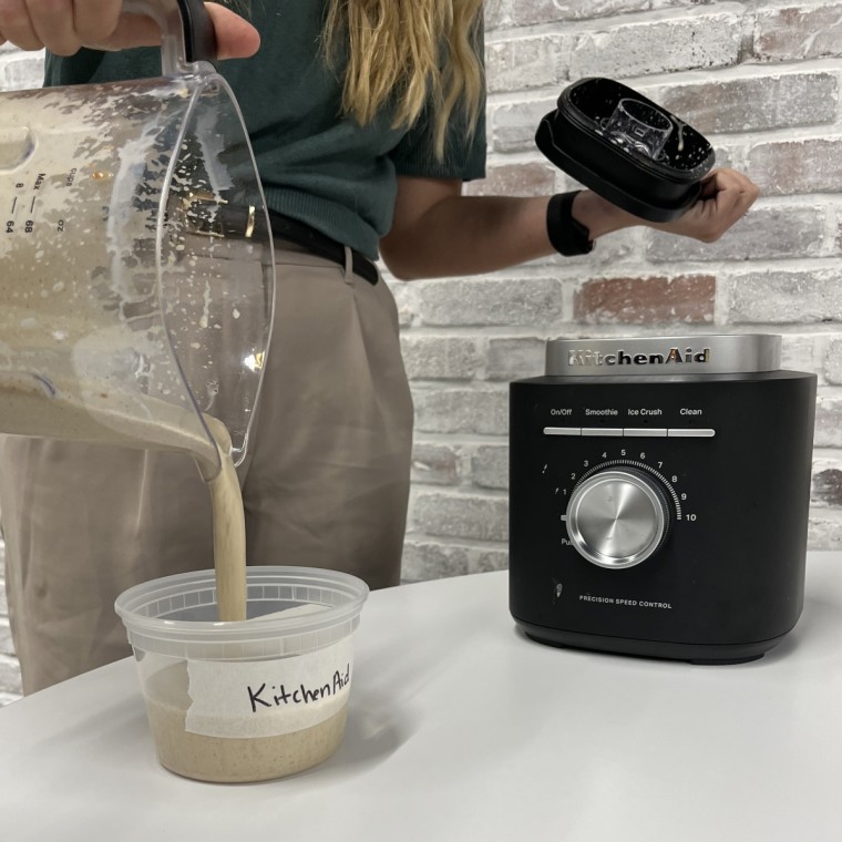 The KitchenAid blender performed well when we made the banana smoothie.