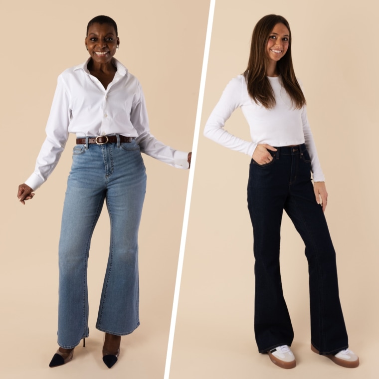 Lands' End Women's Recover Denim High Rise Flare Jeans