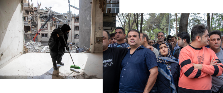 Damage to residential buildings following an airstrike in Tehran on Friday. Majid Saeedi / Getty Images