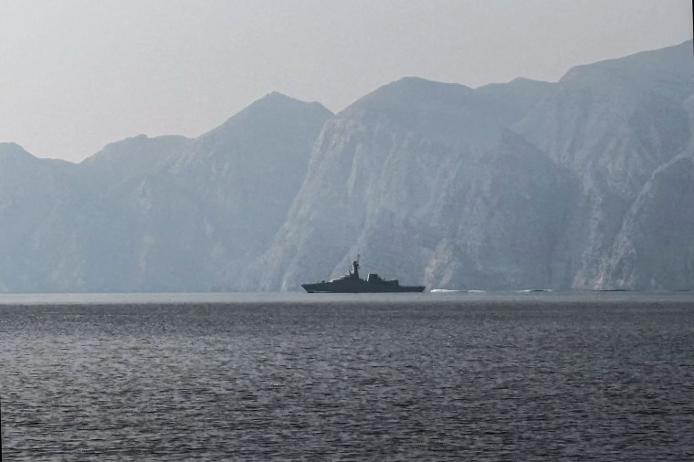 Image: A navy vessel sailing in the Strait of Hormuz