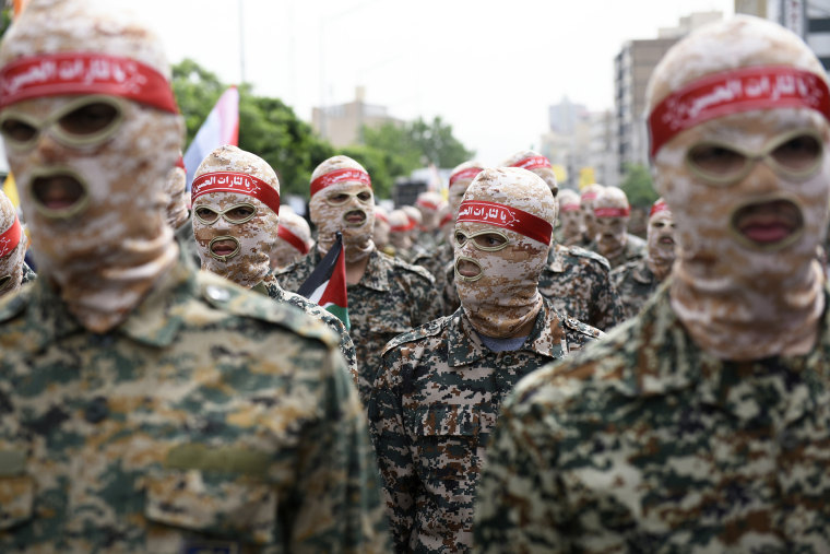 Islamic Revolutionary Guard Corps (IRGC) members march