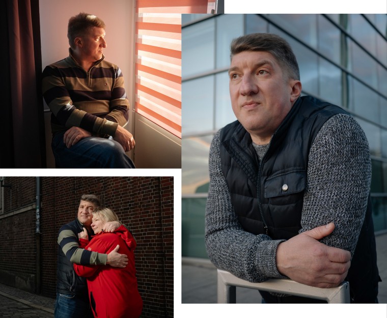 Dmytro Zviahintsev, pictured at bottom left with his wife, Lyudmila, in Bremen, Germany.