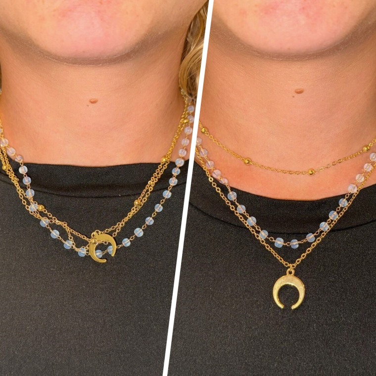 Necklace layering clasp in use